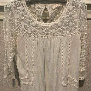 Anthropologie “Meadow Rue” Top “S” Off-White 100% cotton